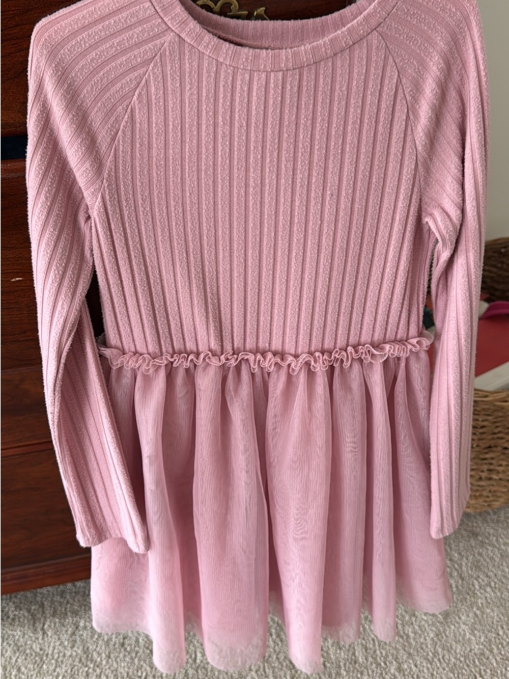 Cat & Jack Pink Rib-Knit Bodice with Tulle Skirt Girls' Dress